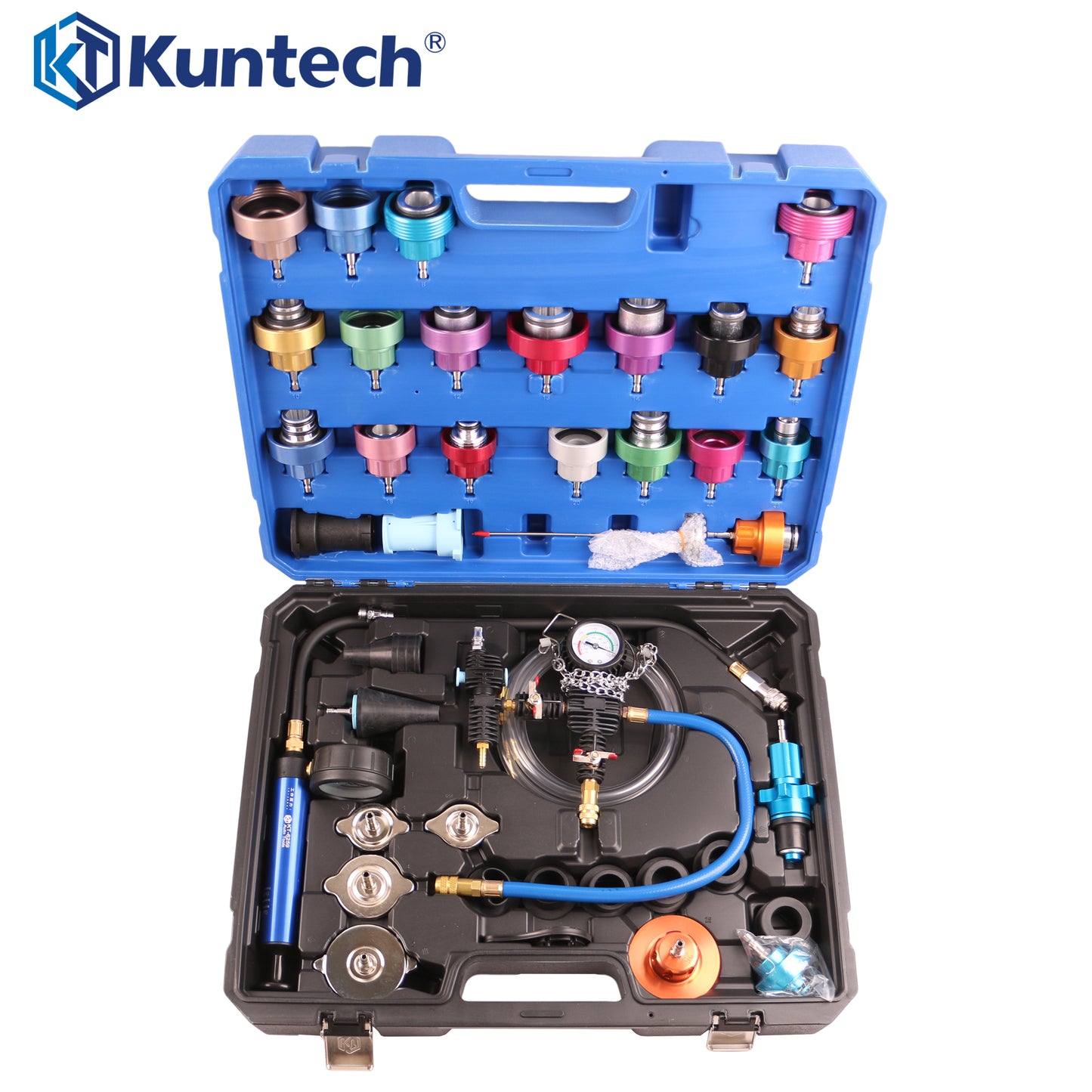 Kuntech 42-tlg. universelles Kühler-Lecktest und Kühlmittel-Nachfüllwerkzeug-Set ALU