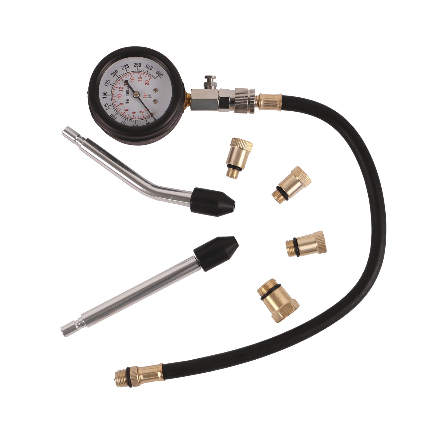 echtools EC1511 Benzinmotor-Kompressionstester 0-20bar mit M10, M12, M14, M18 Adaptern