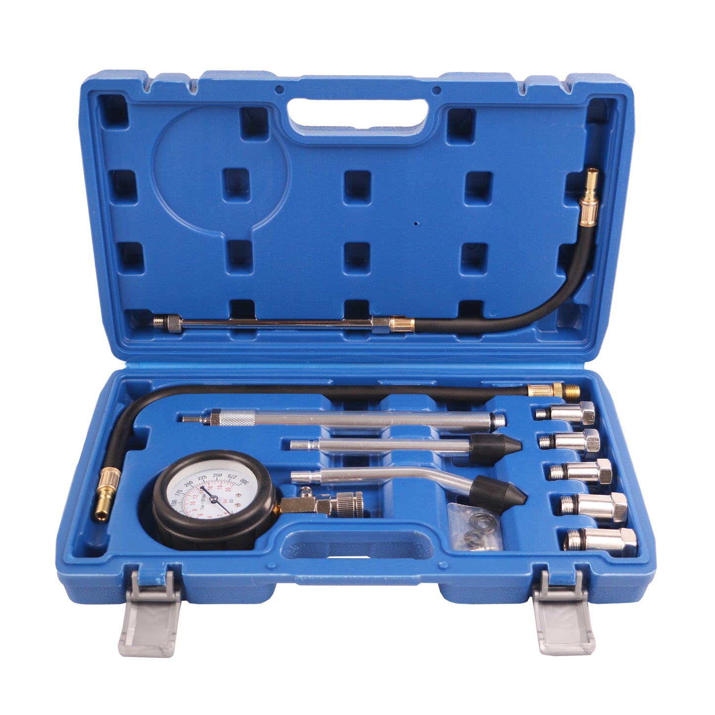 echtools EC1512 11 tlg. Kompressionsprüfgerät, Benzin-Zylinder-Kompressionsprüfer, Kompressionstest, Kompressionsprüfer für Benzinmotoren