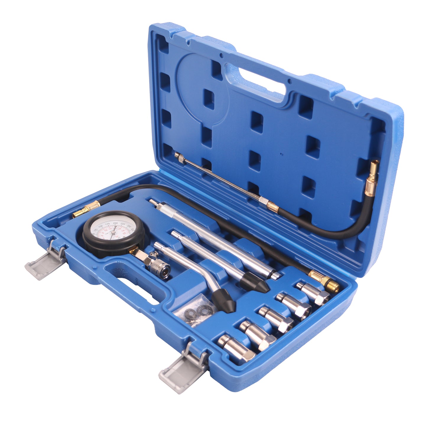 echtools EC1512 11 tlg. Kompressionsprüfgerät, Benzin-Zylinder-Kompressionsprüfer, Kompressionstest, Kompressionsprüfer für Benzinmotoren