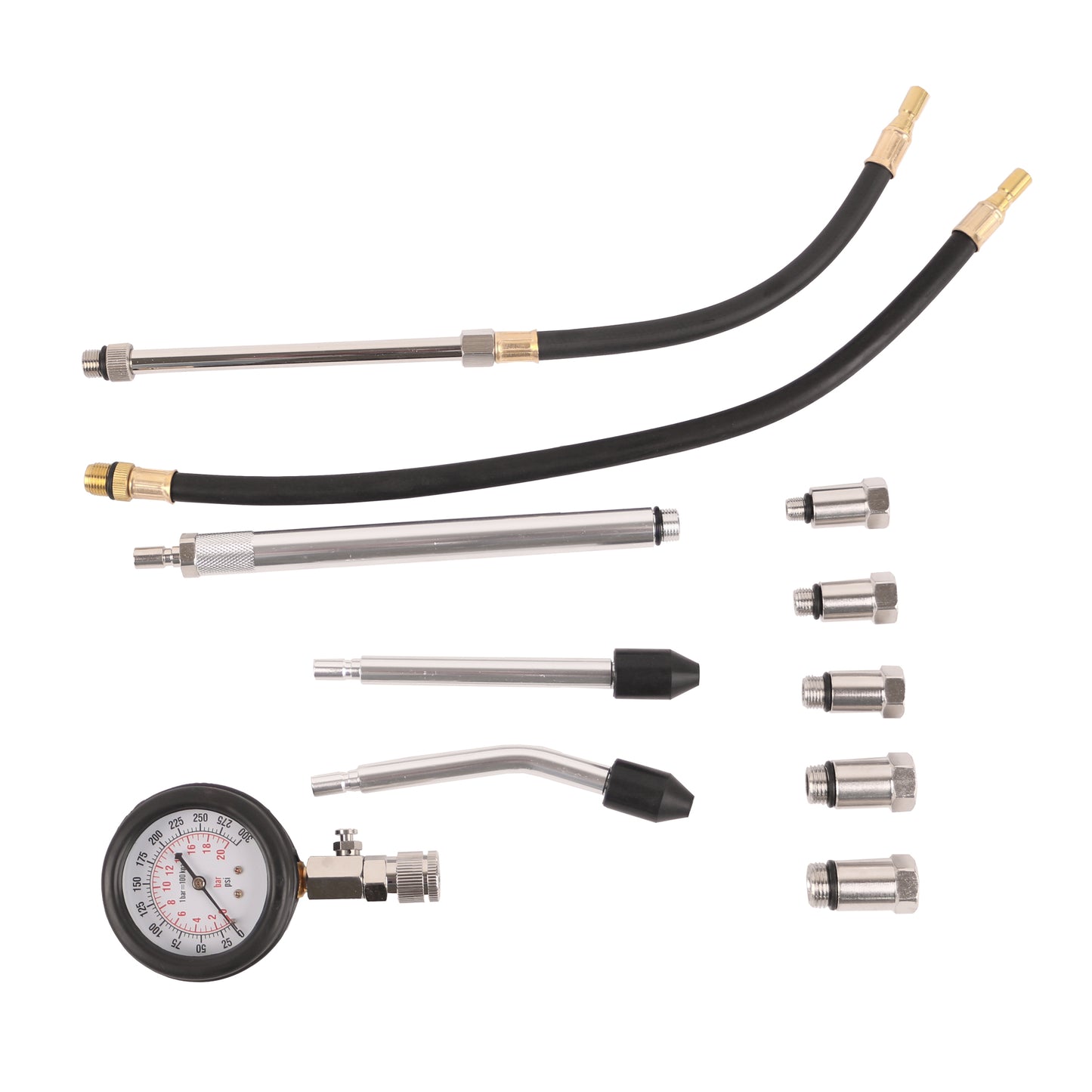 echtools EC1512 11 tlg. Kompressionsprüfgerät, Benzin-Zylinder-Kompressionsprüfer, Kompressionstest, Kompressionsprüfer für Benzinmotoren