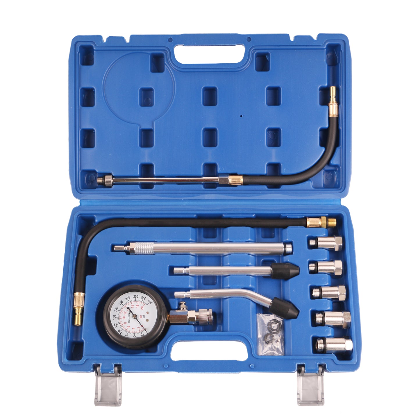 echtools EC1512 11 tlg. Kompressionsprüfgerät, Benzin-Zylinder-Kompressionsprüfer, Kompressionstest, Kompressionsprüfer für Benzinmotoren