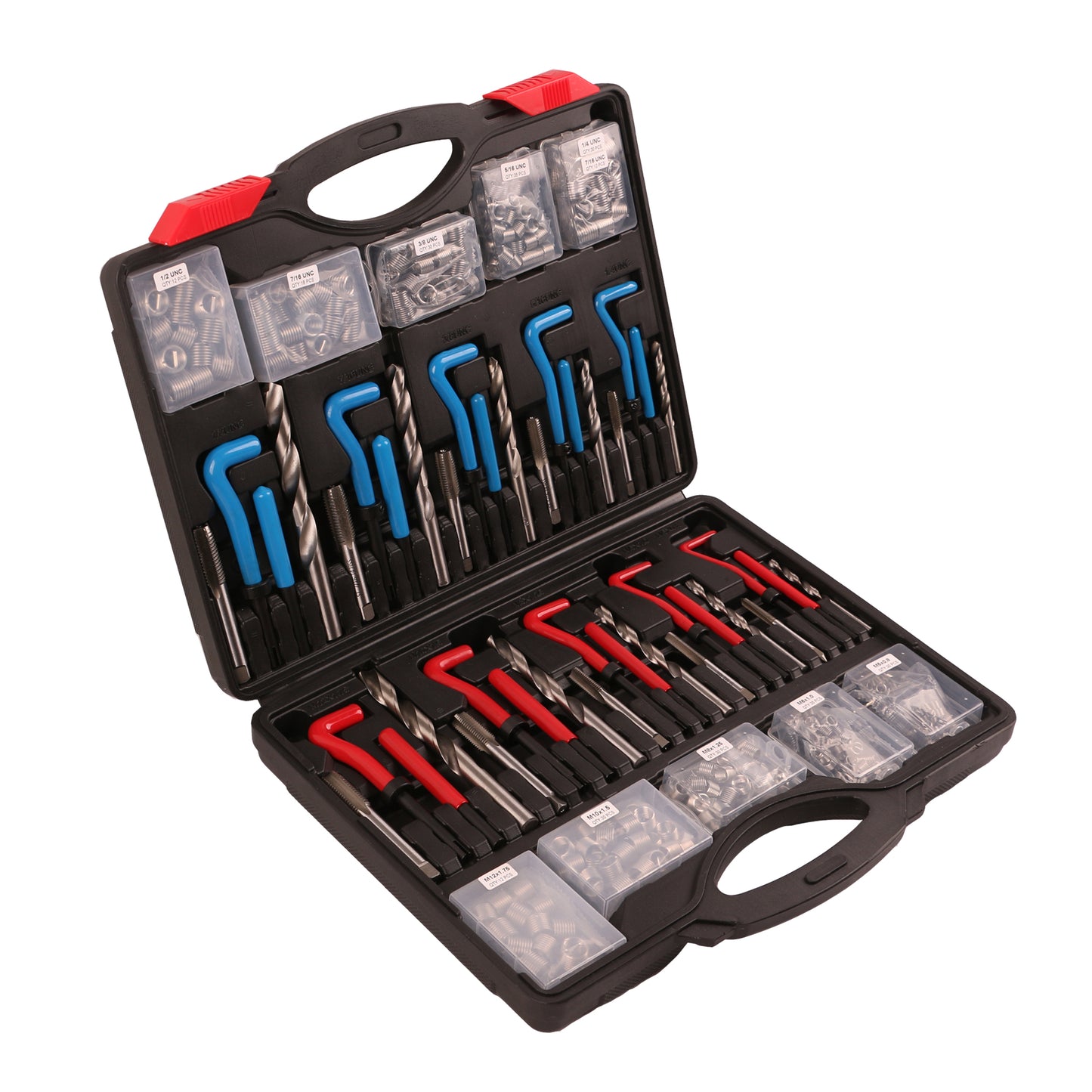 echtools EC1829 314-teiliges Helicoil-Gewinde-Reparaturset, HSS-Bohrer, Helicoil-Kit mit metrischen und SAE M5, M6, M8, M10, M12