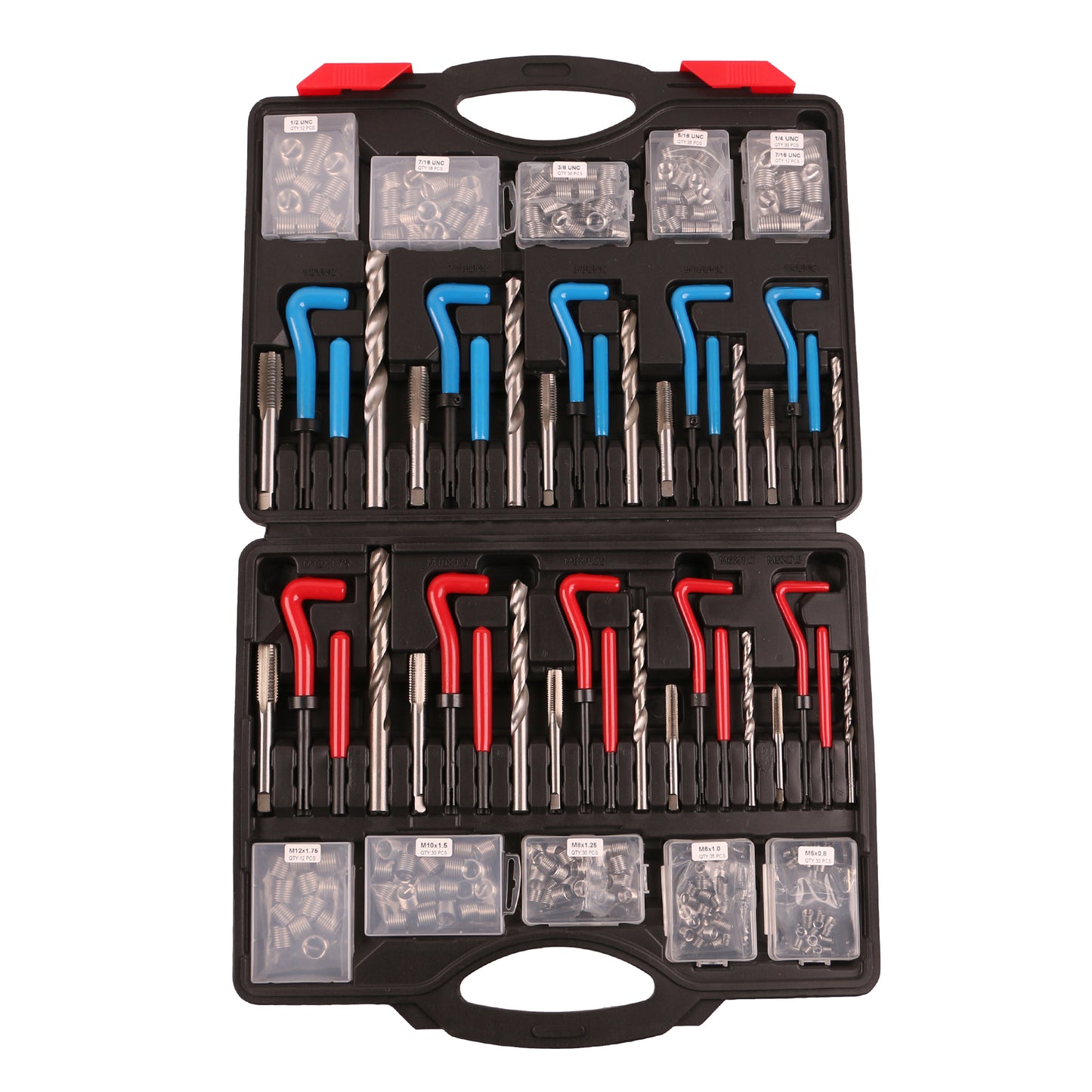 echtools EC1829 314-teiliges Helicoil-Gewinde-Reparaturset, HSS-Bohrer, Helicoil-Kit mit metrischen und SAE M5, M6, M8, M10, M12