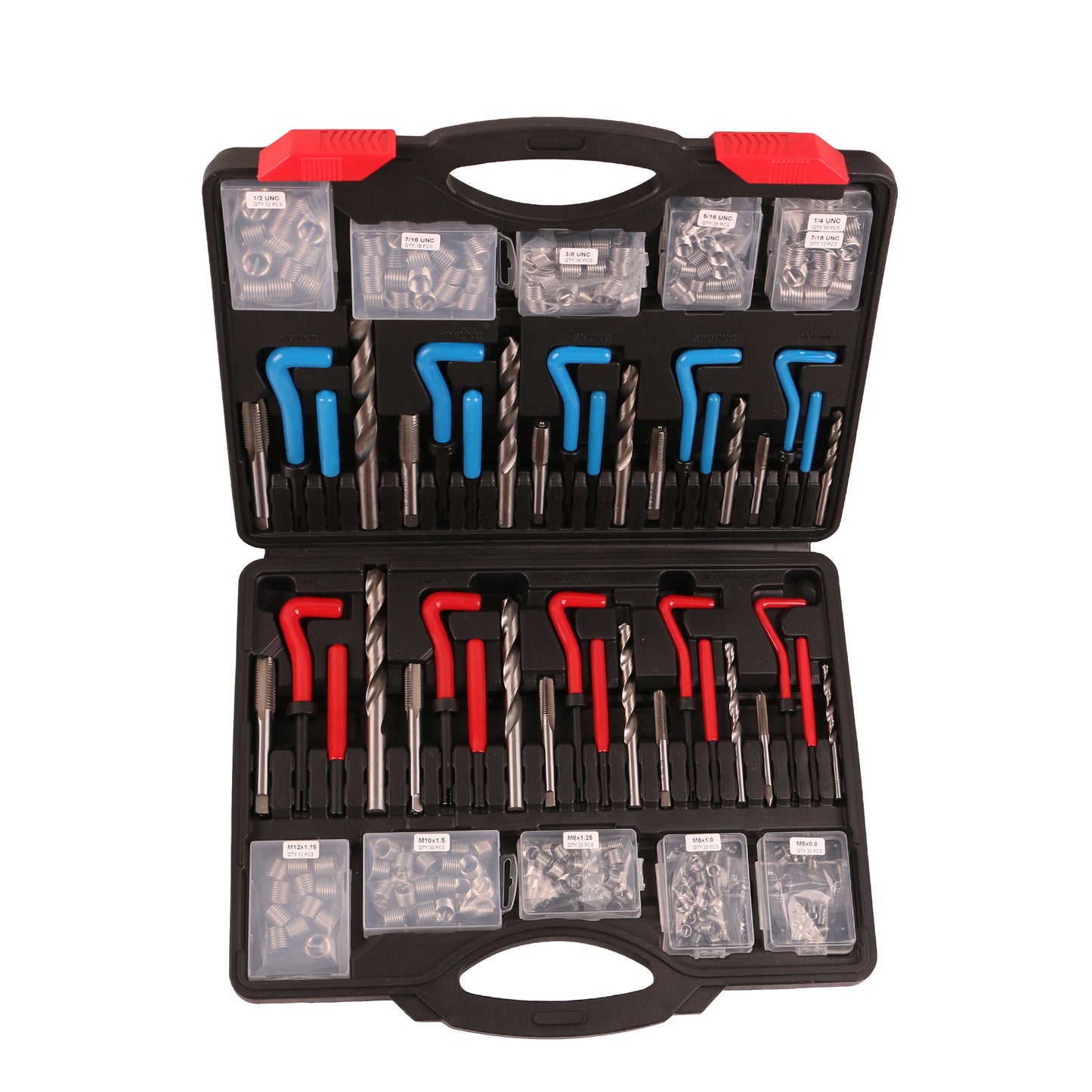 echtools EC1829 314-teiliges Helicoil-Gewinde-Reparaturset, HSS-Bohrer, Helicoil-Kit mit metrischen und SAE M5, M6, M8, M10, M12