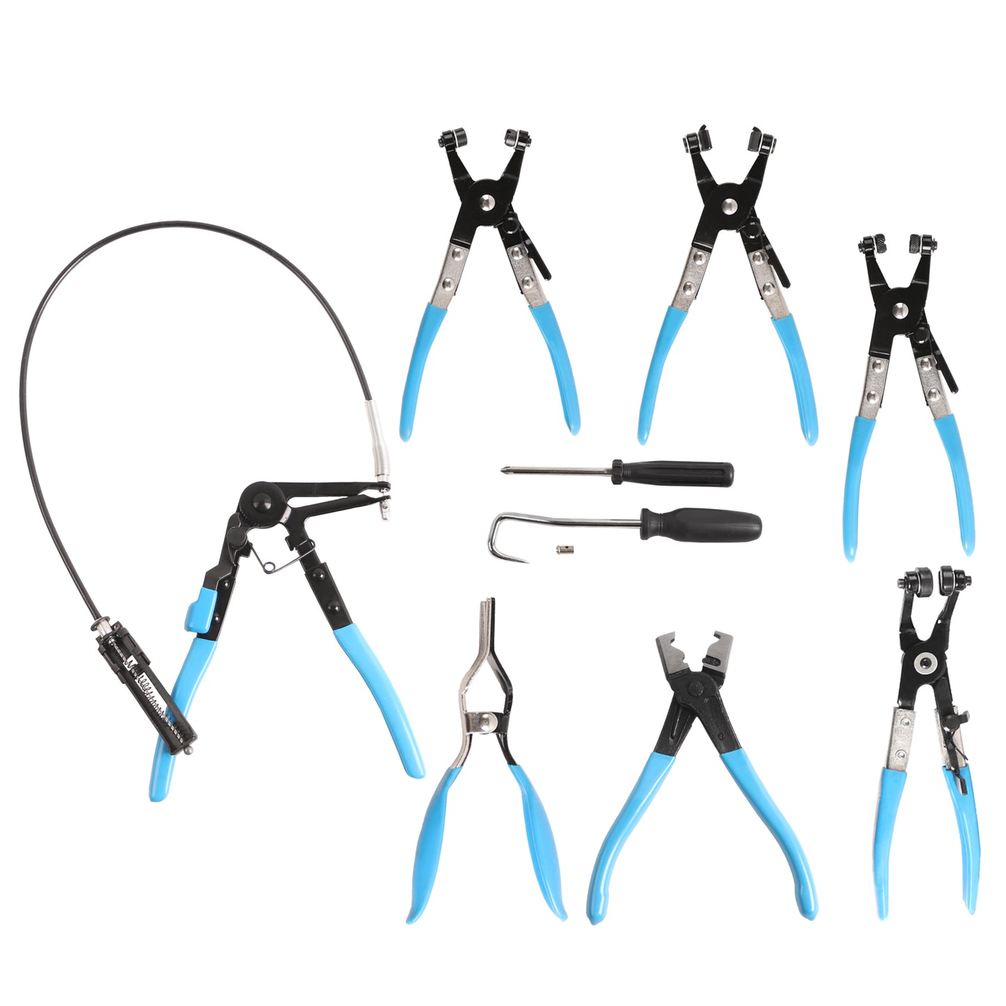 echtools EC1901 10 tlg. Spezialzangen Set für Schlauchschellen Federband Zange Klemme Set