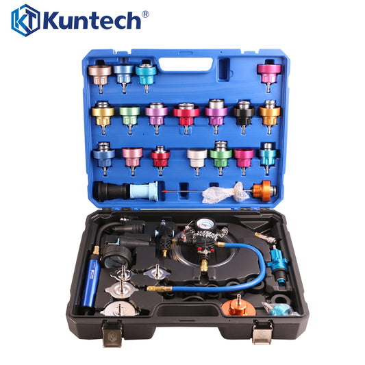 Kuntech 42-tlg. universelles Kühler-Lecktest und Kühlmittel-Nachfüllwerkzeug-Set ALU