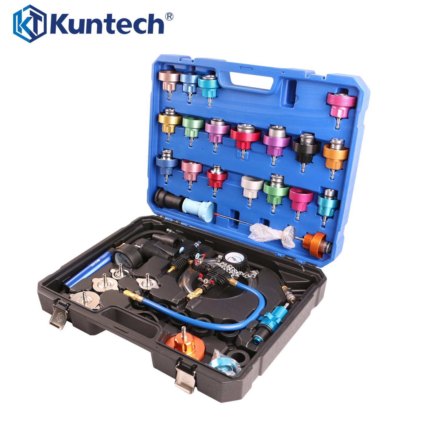 Kuntech 42-tlg. universelles Kühler-Lecktest und Kühlmittel-Nachfüllwerkzeug-Set ALU