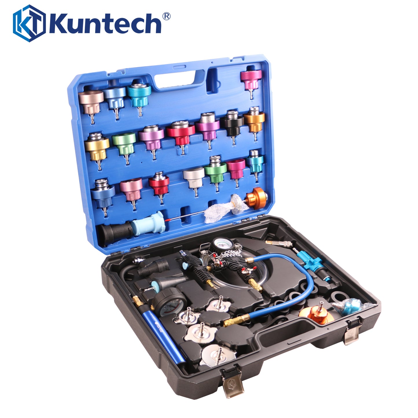 Kuntech 42-tlg. universelles Kühler-Lecktest und Kühlmittel-Nachfüllwerkzeug-Set ALU