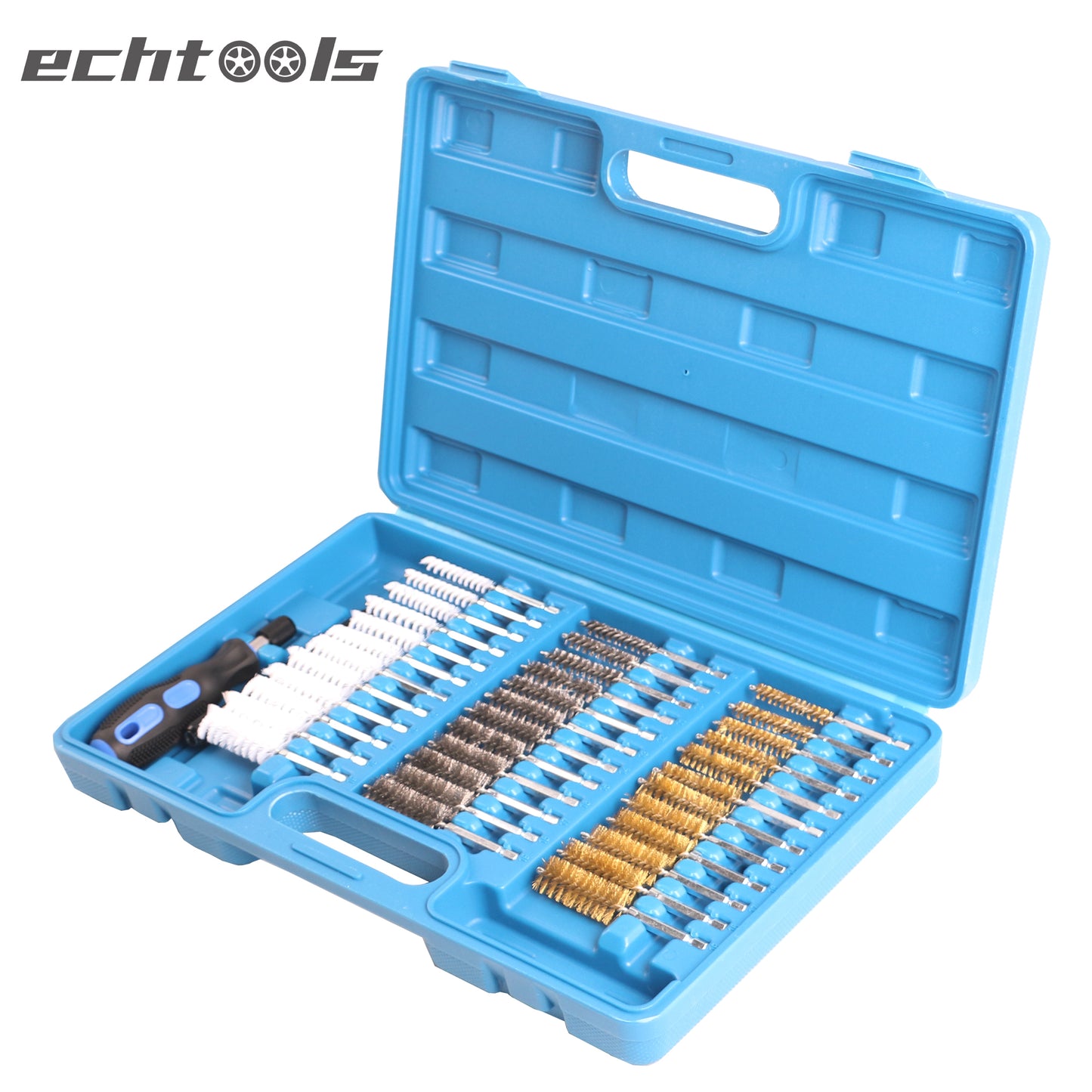 echtools EC1406 38 tlg. Rundbürsten-Set Bohrlochbürsten Nylon Messing Stahl Bürsten Satz