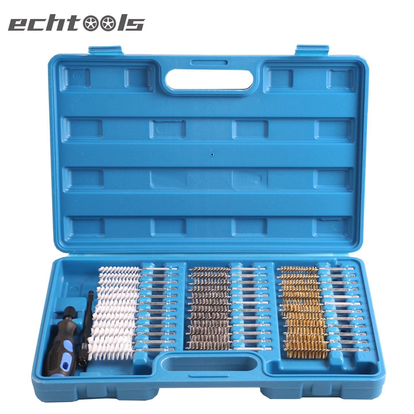 echtools EC1406 38 tlg. Rundbürsten-Set Bohrlochbürsten Nylon Messing Stahl Bürsten Satz