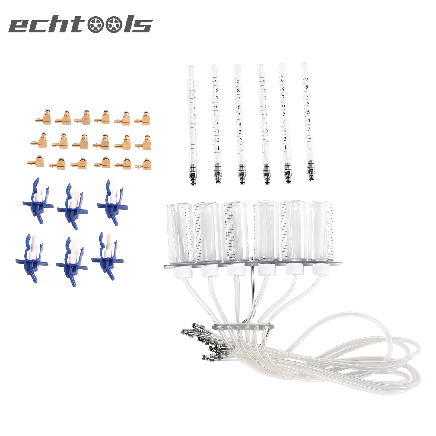 echtools ec1408 Common-Rail-Tester Diesel Rücklaufmengen Prüfgerät- mit 24 Adaptern