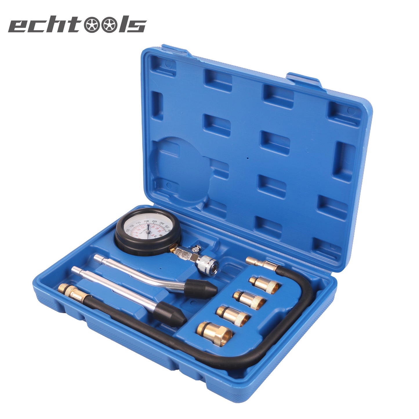 echtools ec1511 Benzinmotor-Kompressionstester 0-20bar mit M10, M12, M14, M18 Adaptern