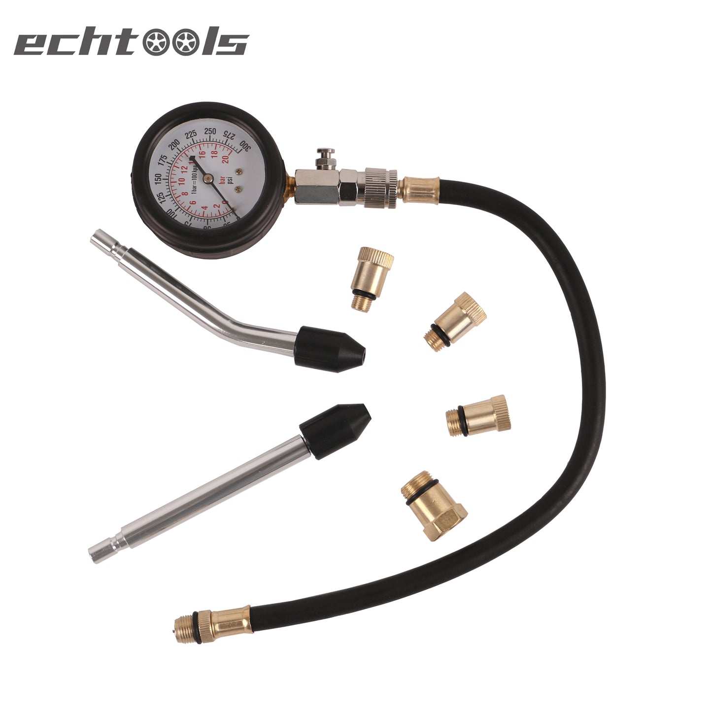 echtools ec1511 Benzinmotor-Kompressionstester 0-20bar mit M10, M12, M14, M18 Adaptern