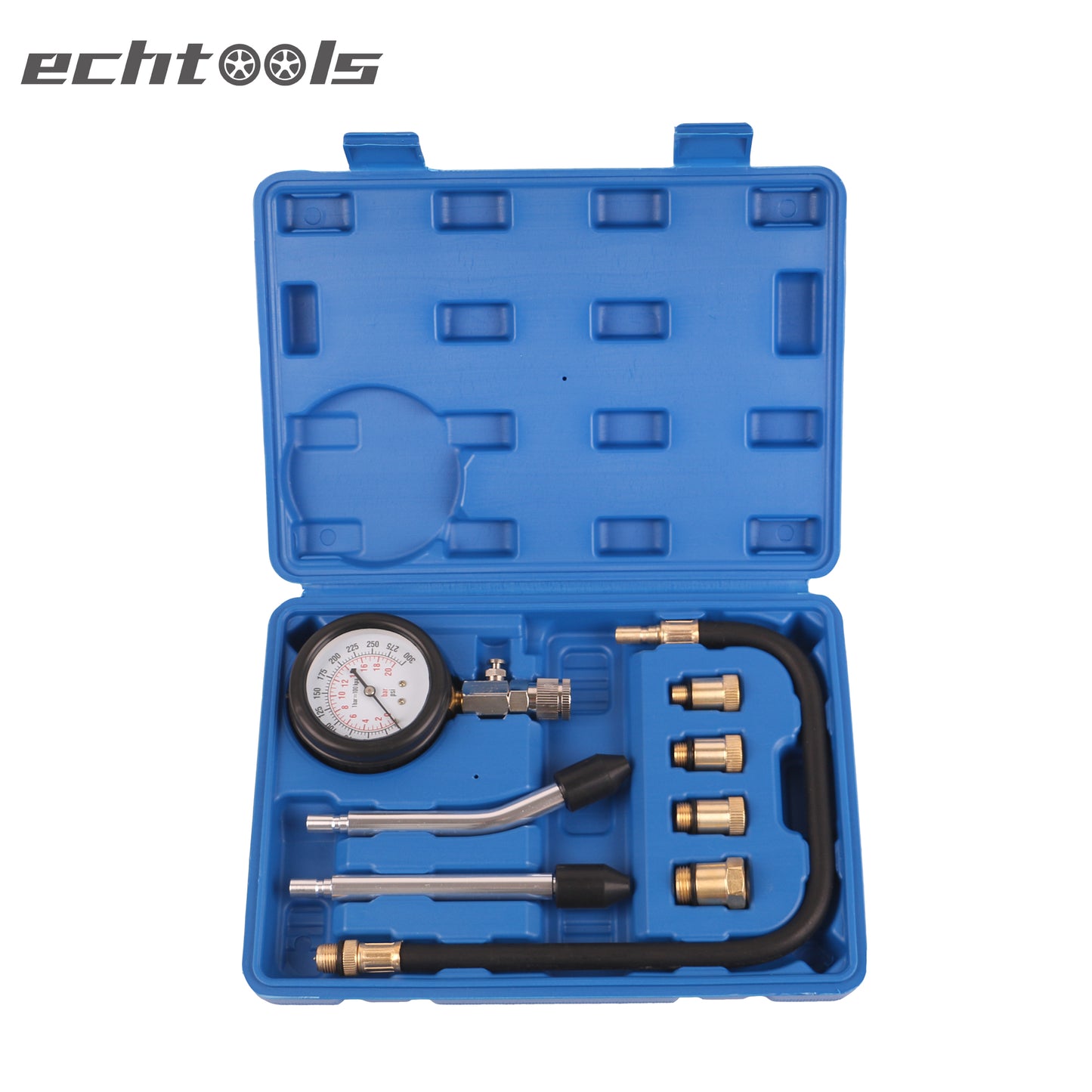 echtools ec1511 Benzinmotor-Kompressionstester 0-20bar mit M10, M12, M14, M18 Adaptern