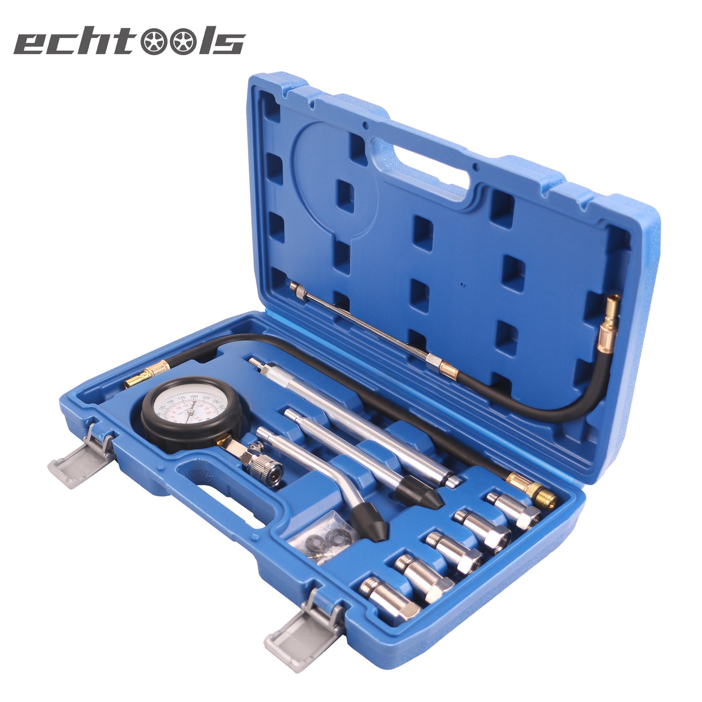 echtools ec1512 11 tlg. Kompressionsprüfgerät, Benzin-Zylinder-Kompressionsprüfer, Kompressionstest, Kompressionsprüfer für Benzinmotoren