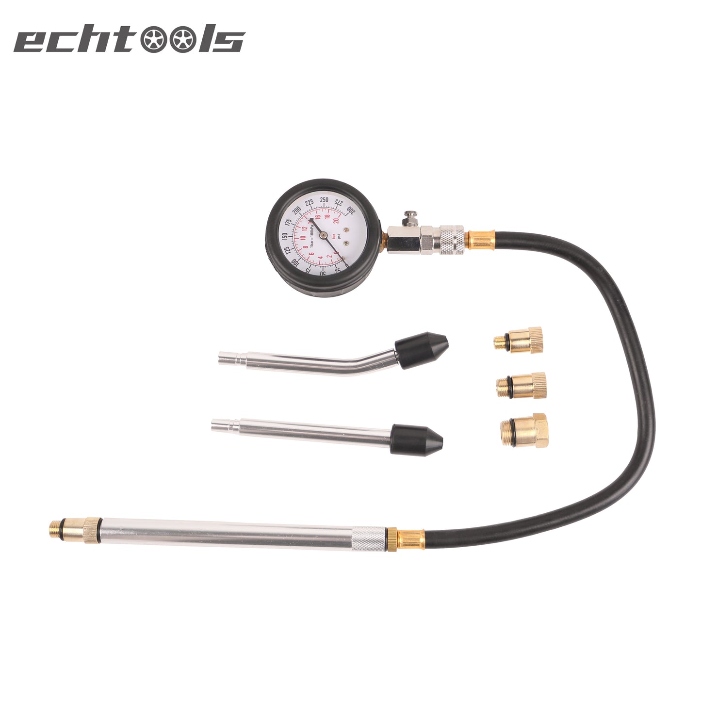 echtools ec1519 Kompressionsprüfer 0-20 bar oder 0-300 psi Verdichtungsmesser für KFZ Benzinmotor