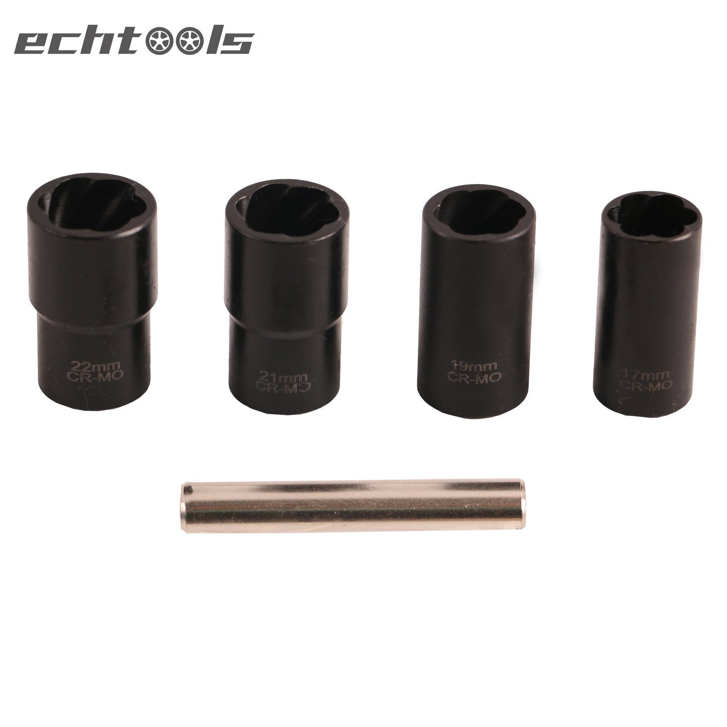 echtools EC1806 Spiral-Profil-Steckschlüssel-Satz / Schraubenausdreher | 12,5 mm (1/2") SW 17 - 22 mm | 5-tlg.