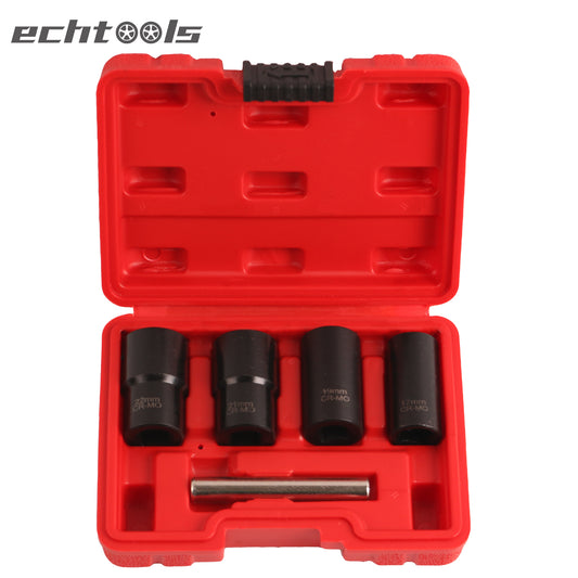 echtools EC1806 Spiral-Profil-Steckschlüssel-Satz / Schraubenausdreher | 12,5 mm (1/2") SW 17 - 22 mm | 5-tlg.