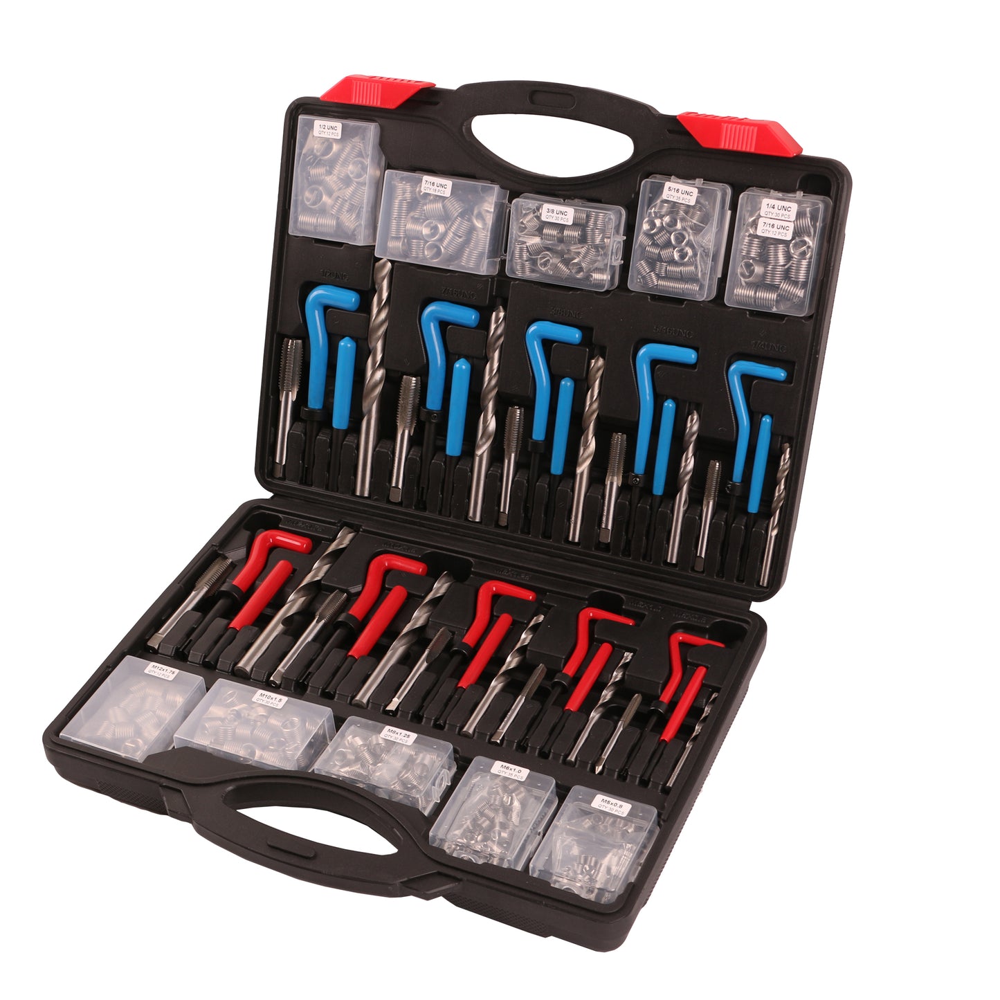 echtools EC1829 314-teiliges Helicoil-Gewinde-Reparaturset, HSS-Bohrer, Helicoil-Kit mit metrischen und SAE M5, M6, M8, M10, M12