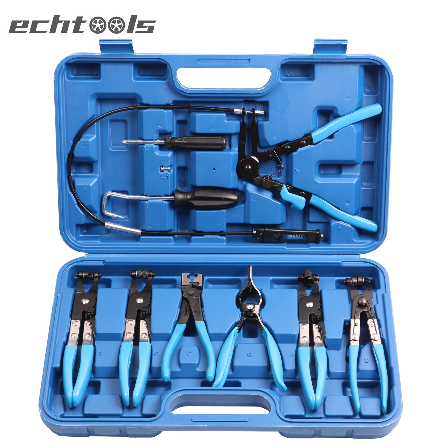 echtools EC1901 10 tlg. Spezialzangen Set für Schlauchschellen Federband Zange Klemme Set