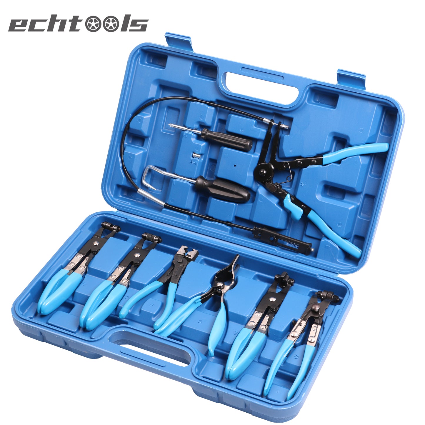 echtools EC1901 10 tlg. Spezialzangen Set für Schlauchschellen Federband Zange Klemme Set