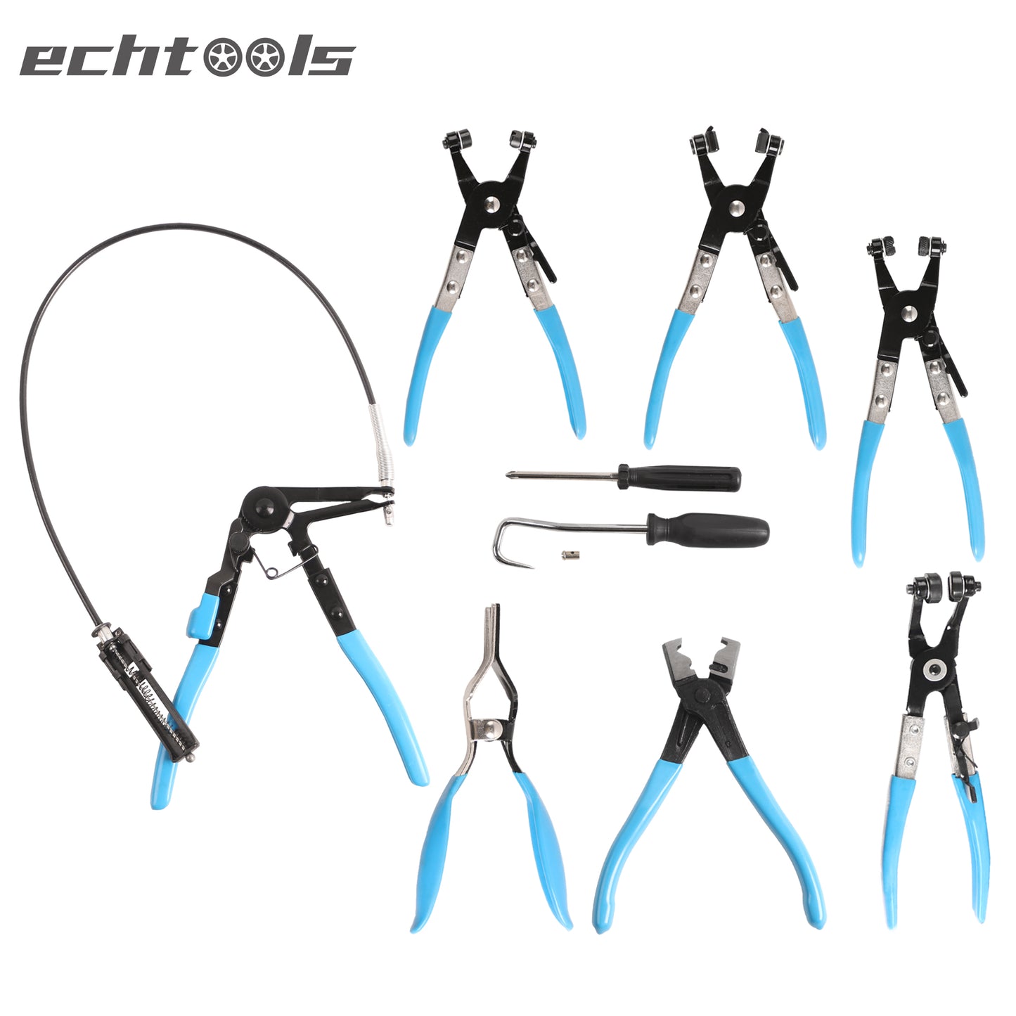 echtools EC1901 10 tlg. Spezialzangen Set für Schlauchschellen Federband Zange Klemme Set