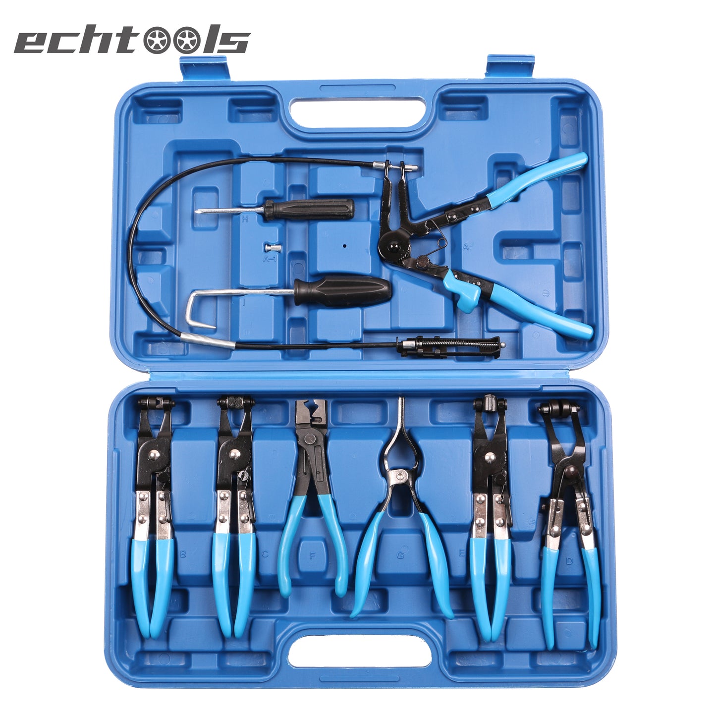 echtools EC1901 10 tlg. Spezialzangen Set für Schlauchschellen Federband Zange Klemme Set