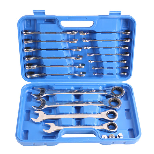 echtools EC2001 Ratschenschlüssel Satz 8-32mm Maul Ring Ratsche Schlüssel 17tlg Include 3 AD