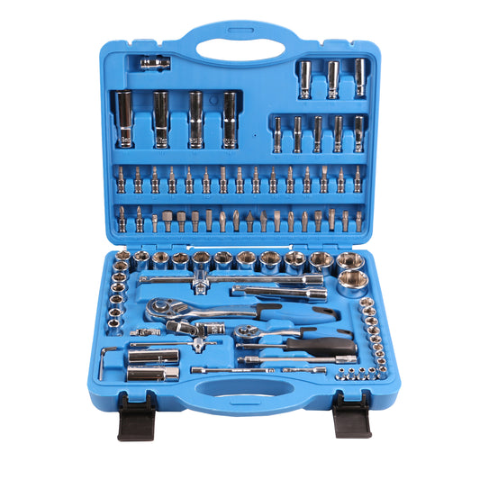 echtools EC2007 94tlg. 1/4 & 1/2 Zoll Bohrer Steckschlüssel- und Schraubenschlüssel-Set CR-V Werkstatt Garage