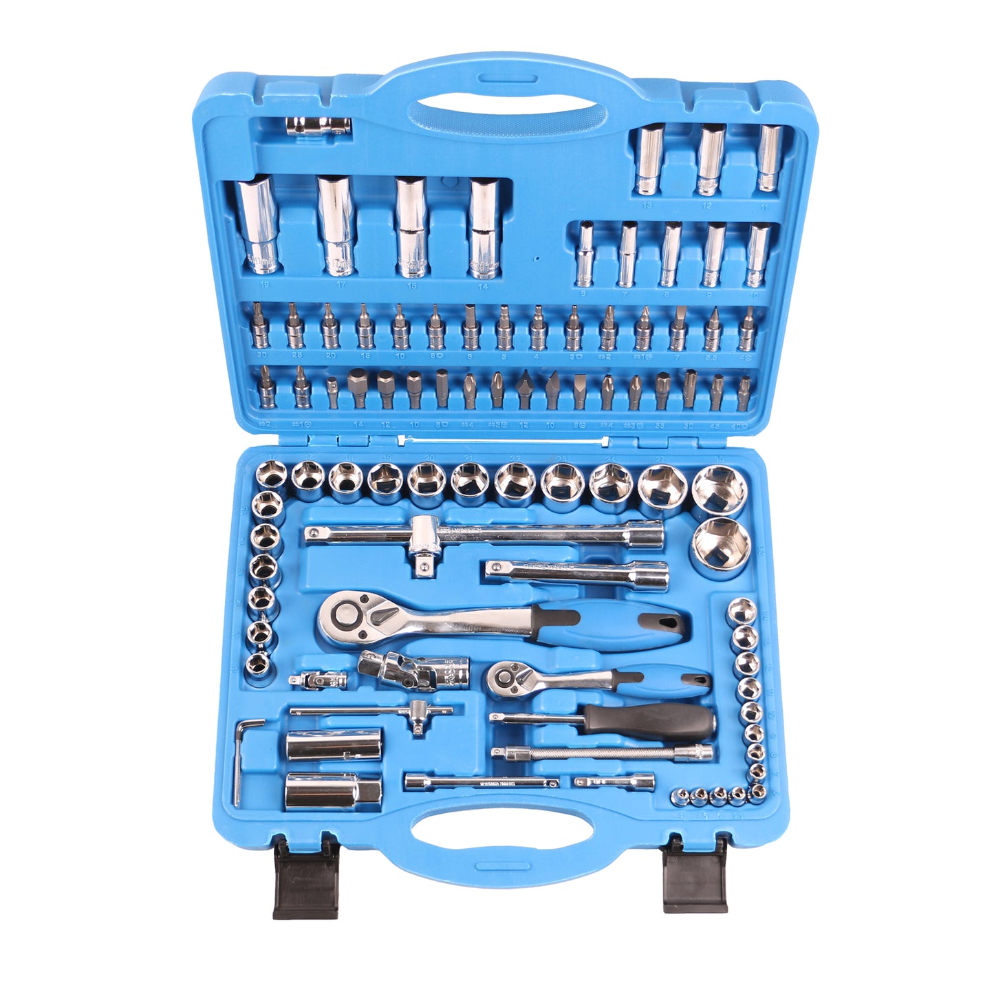 echtools EC2007 94tlg. 1/4 & 1/2 Zoll Bohrer Steckschlüssel- und Schraubenschlüssel-Set CR-V Werkstatt Garage